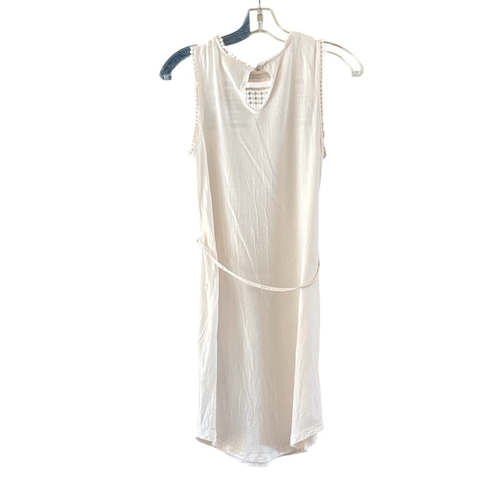 White Crochet Yoke Sleeveless Midi Dress - Picture 6 of 9